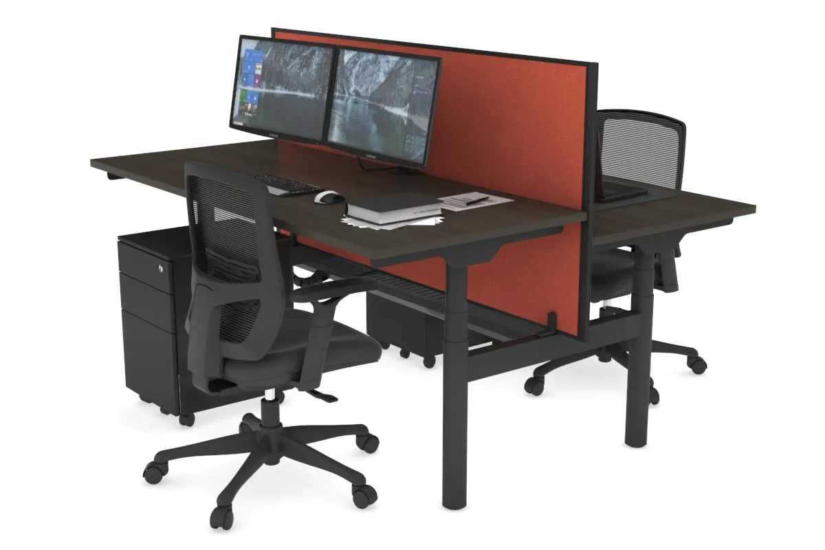 Flexi Premium Height Adjustable 2 Person H-Bench Workstation - Black Frame [1200L x 700W]