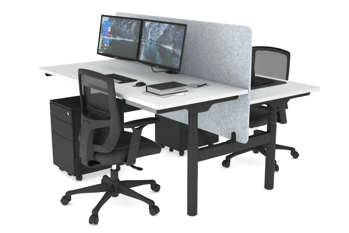 Flexi Premium Height Adjustable 2 Person H-Bench Workstation - Black Frame [1200L x 700W]