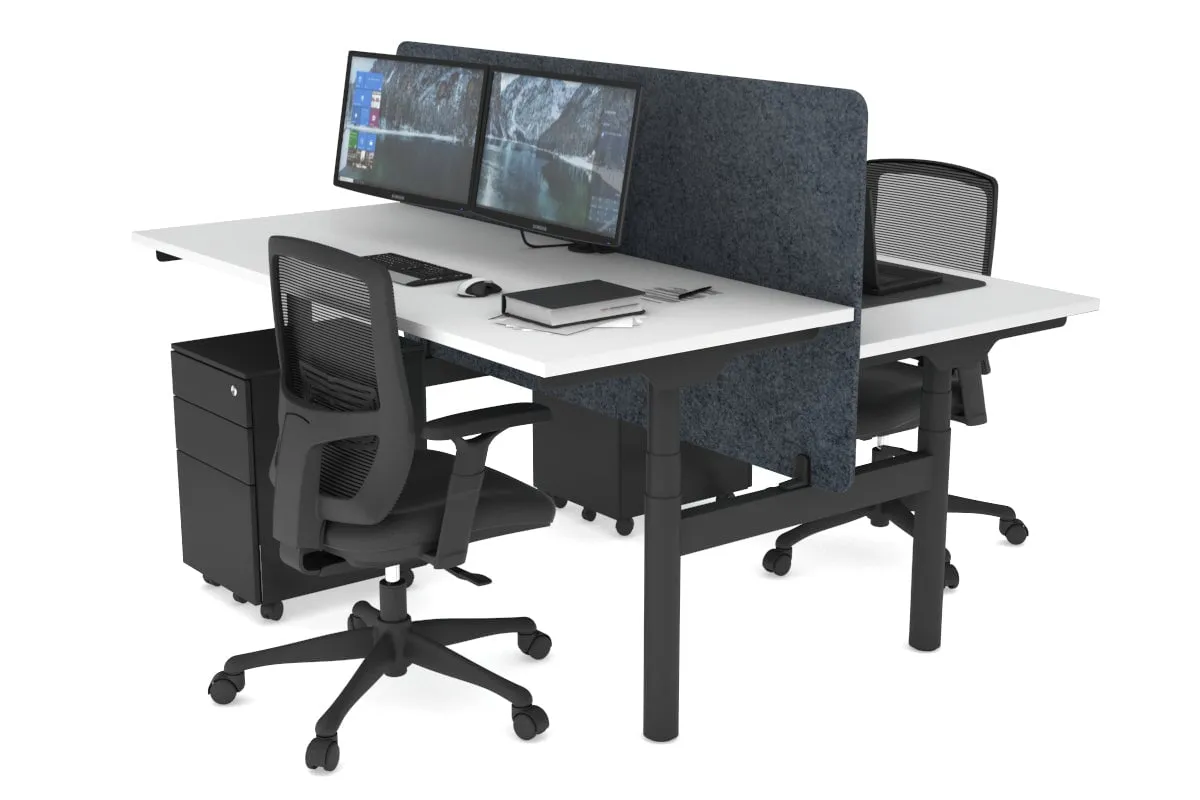 Flexi Premium Height Adjustable 2 Person H-Bench Workstation - Black Frame [1200L x 700W]