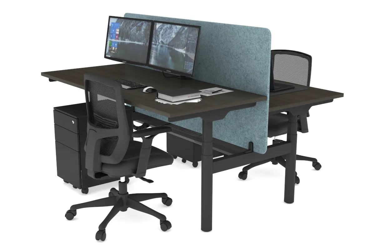 Flexi Premium Height Adjustable 2 Person H-Bench Workstation - Black Frame [1200L x 700W]