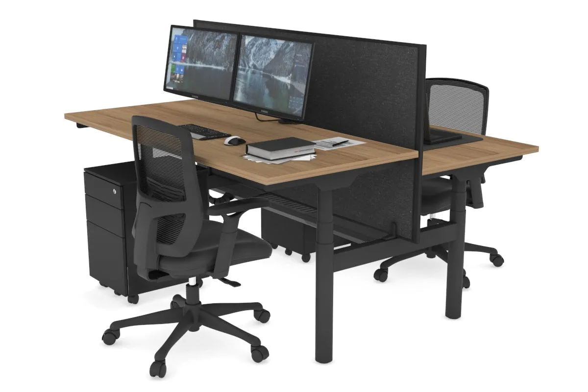 Flexi Premium Height Adjustable 2 Person H-Bench Workstation - Black Frame [1200L x 700W]