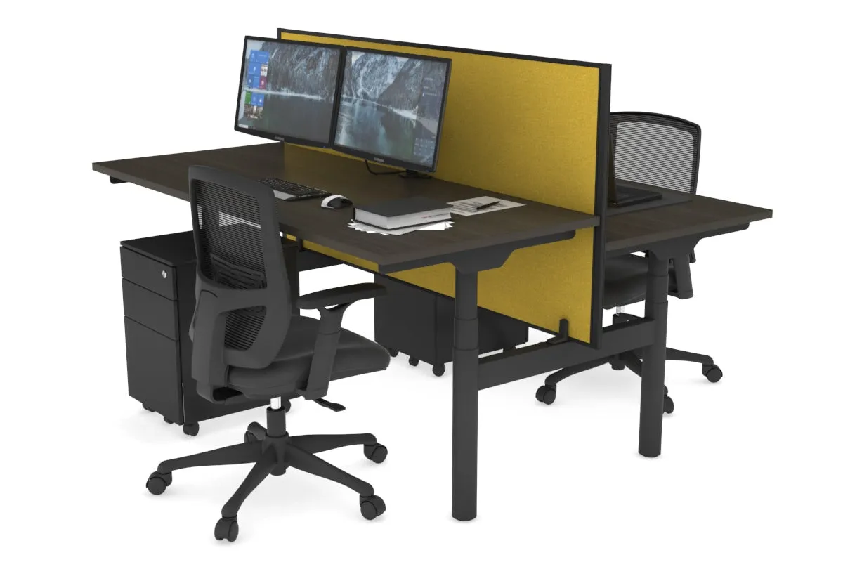 Flexi Premium Height Adjustable 2 Person H-Bench Workstation - Black Frame [1200L x 700W]