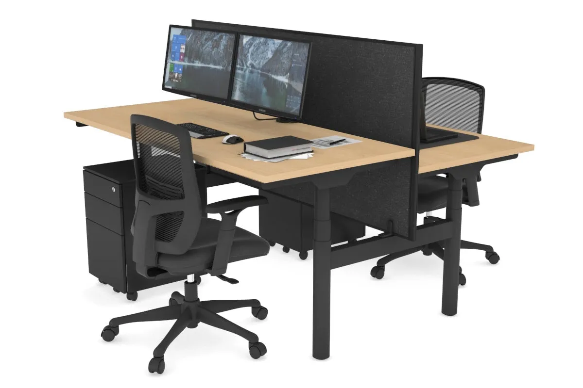 Flexi Premium Height Adjustable 2 Person H-Bench Workstation - Black Frame [1200L x 700W]