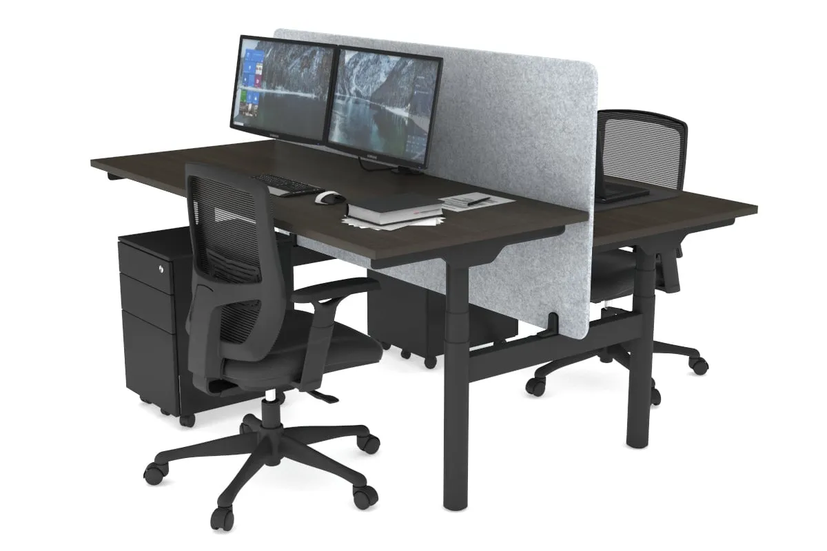 Flexi Premium Height Adjustable 2 Person H-Bench Workstation - Black Frame [1200L x 700W]