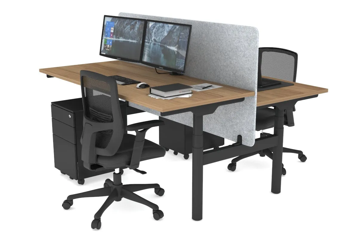 Flexi Premium Height Adjustable 2 Person H-Bench Workstation - Black Frame [1200L x 700W]