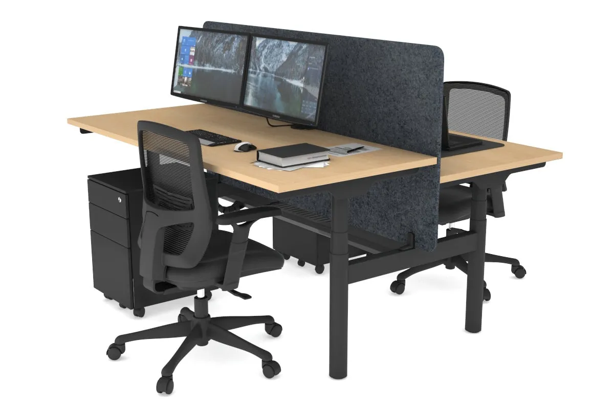 Flexi Premium Height Adjustable 2 Person H-Bench Workstation - Black Frame [1200L x 700W]