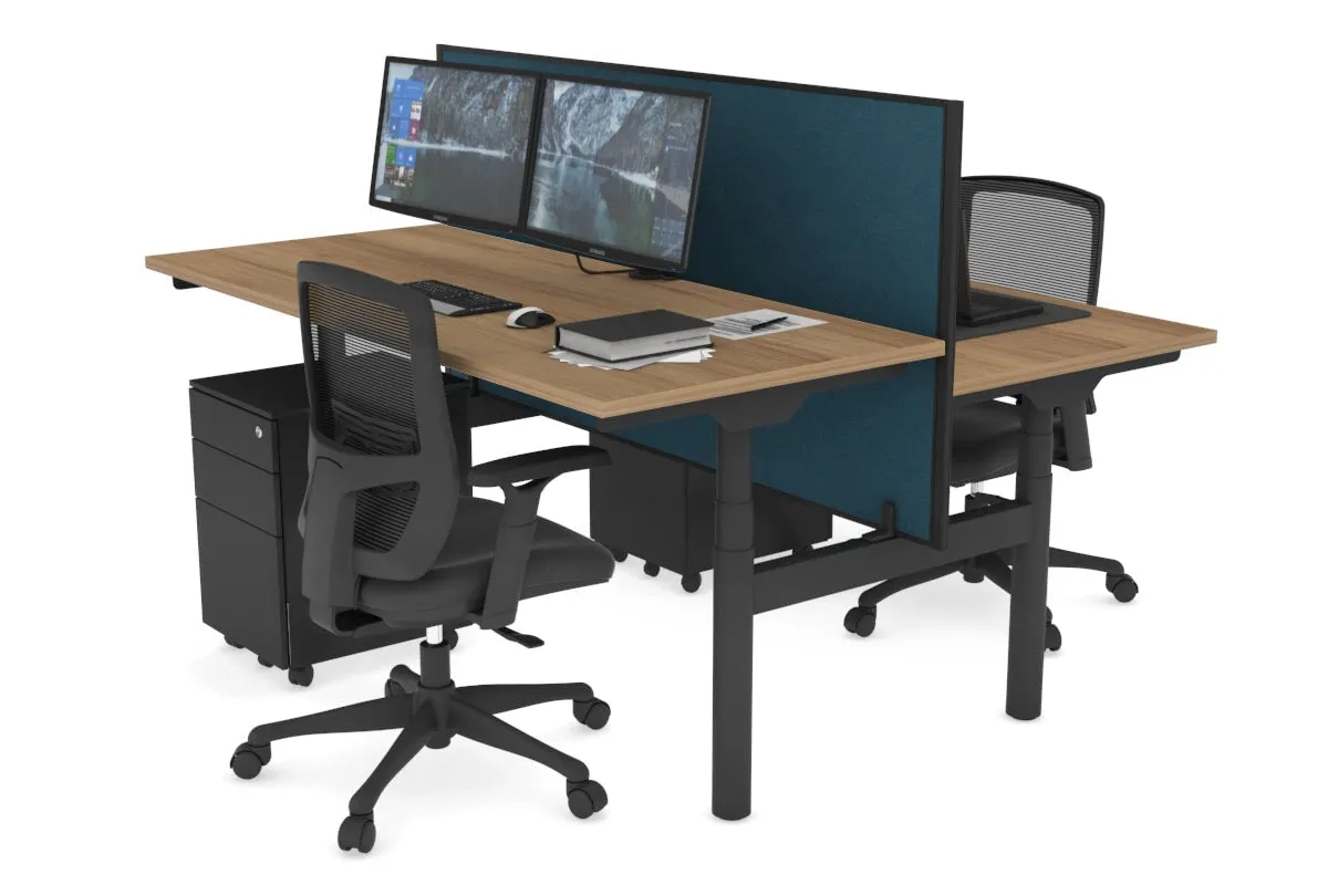 Flexi Premium Height Adjustable 2 Person H-Bench Workstation - Black Frame [1200L x 700W]