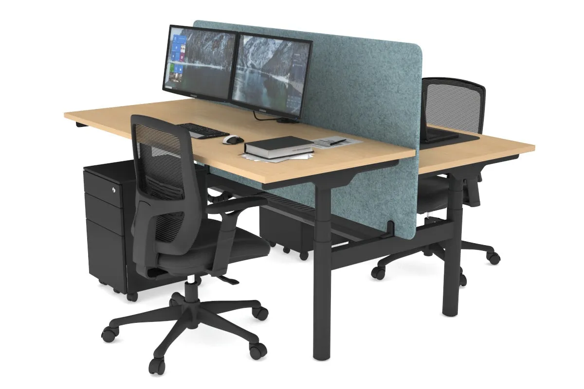 Flexi Premium Height Adjustable 2 Person H-Bench Workstation - Black Frame [1200L x 700W]