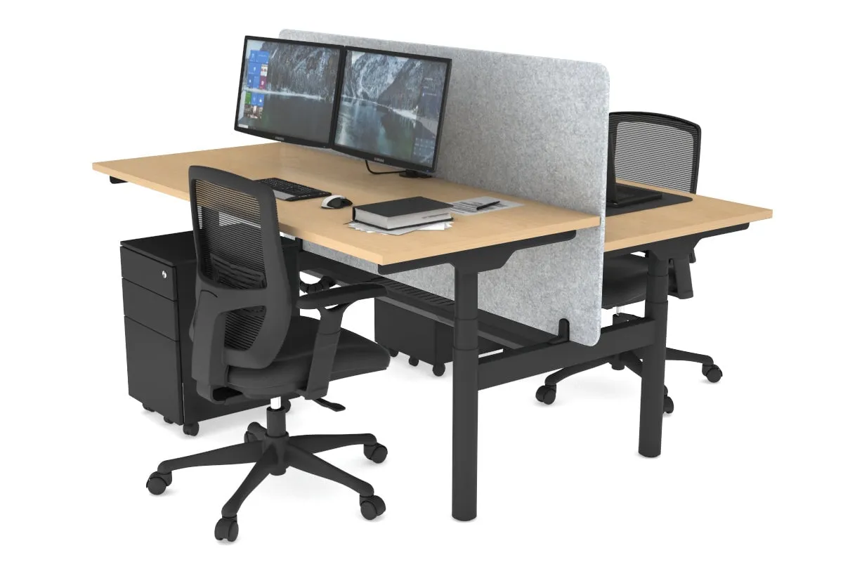 Flexi Premium Height Adjustable 2 Person H-Bench Workstation - Black Frame [1200L x 700W]