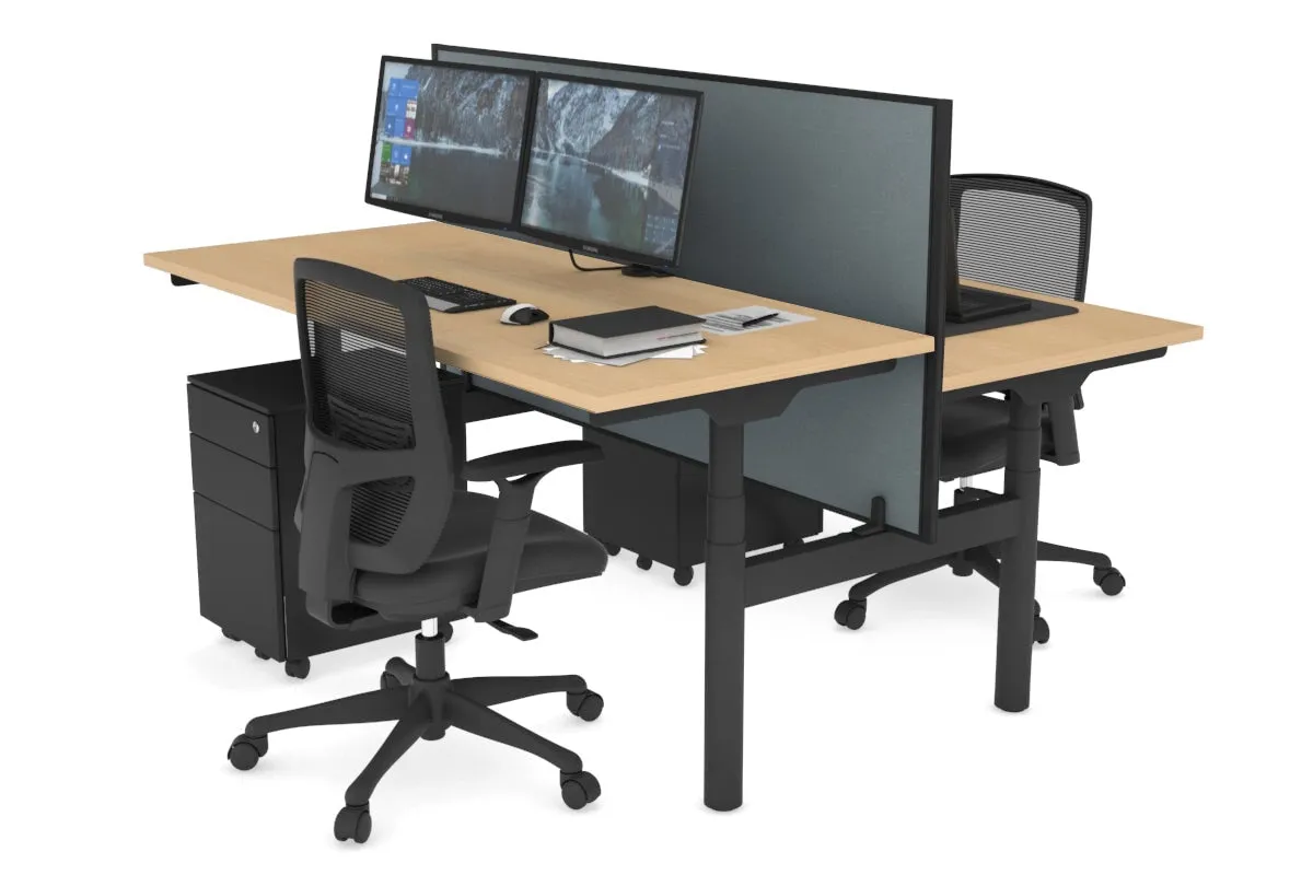 Flexi Premium Height Adjustable 2 Person H-Bench Workstation - Black Frame [1200L x 700W]