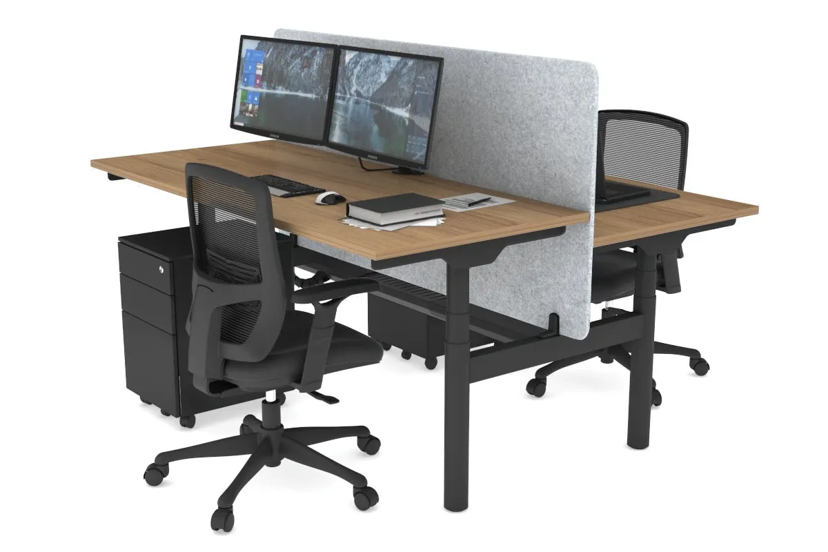 Flexi Premium Height Adjustable 2 Person H-Bench Workstation - Black Frame [1200L x 700W]