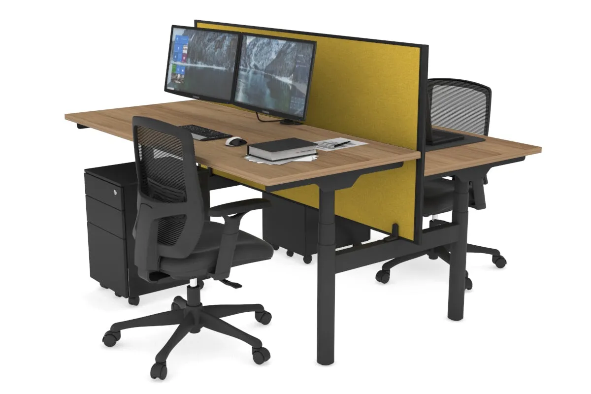 Flexi Premium Height Adjustable 2 Person H-Bench Workstation - Black Frame [1200L x 700W]