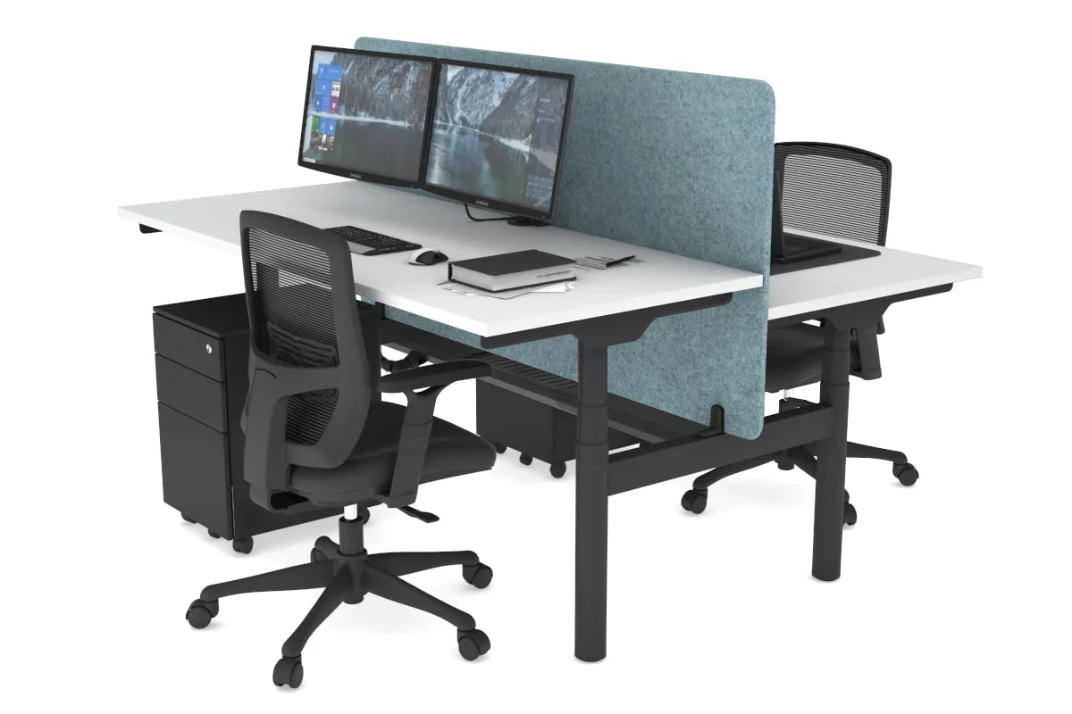 Flexi Premium Height Adjustable 2 Person H-Bench Workstation - Black Frame [1200L x 700W]