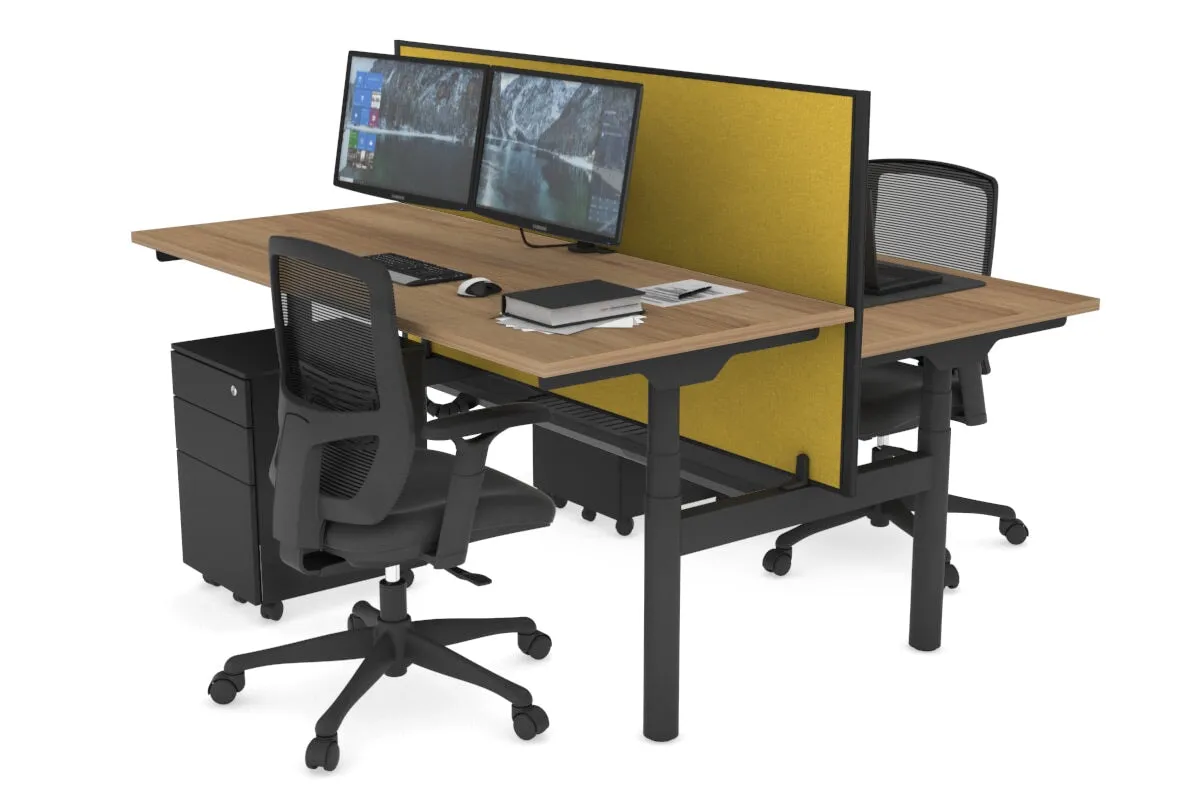 Flexi Premium Height Adjustable 2 Person H-Bench Workstation - Black Frame [1200L x 700W]