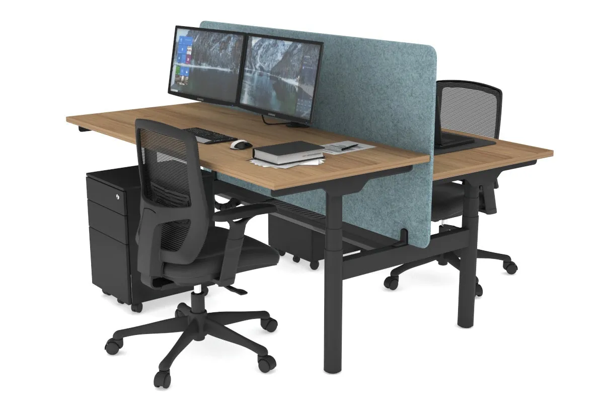 Flexi Premium Height Adjustable 2 Person H-Bench Workstation - Black Frame [1200L x 700W]