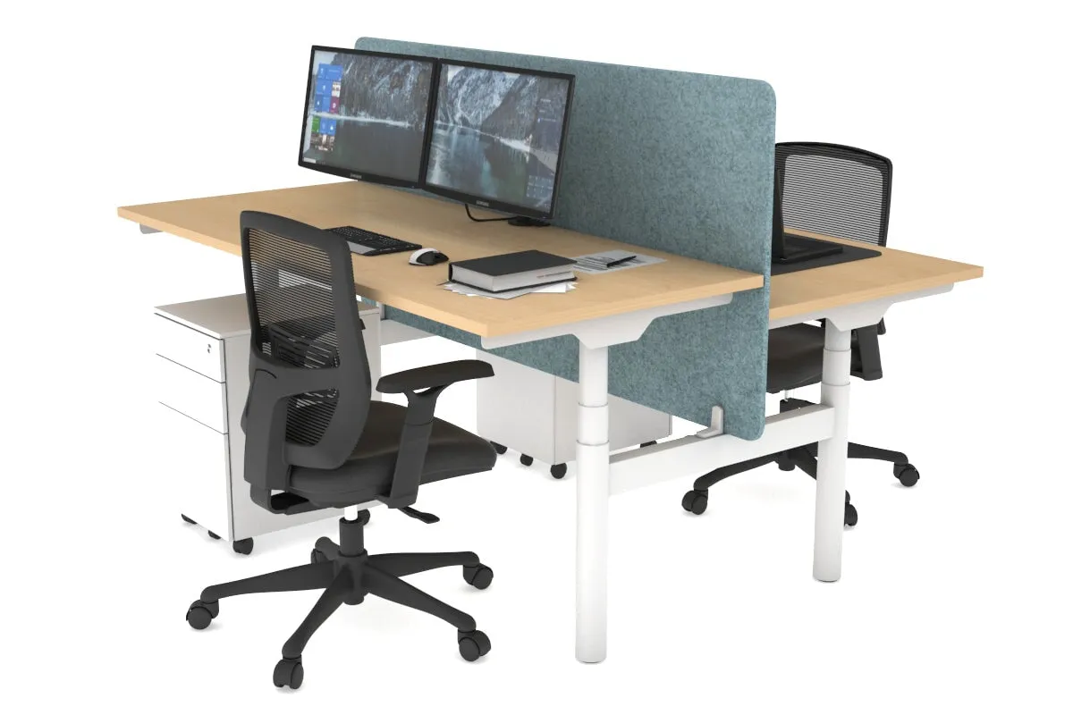 Flexi Premium Height Adjustable 2 Person H-Bench Workstation - White Frame [1200L x 700W]