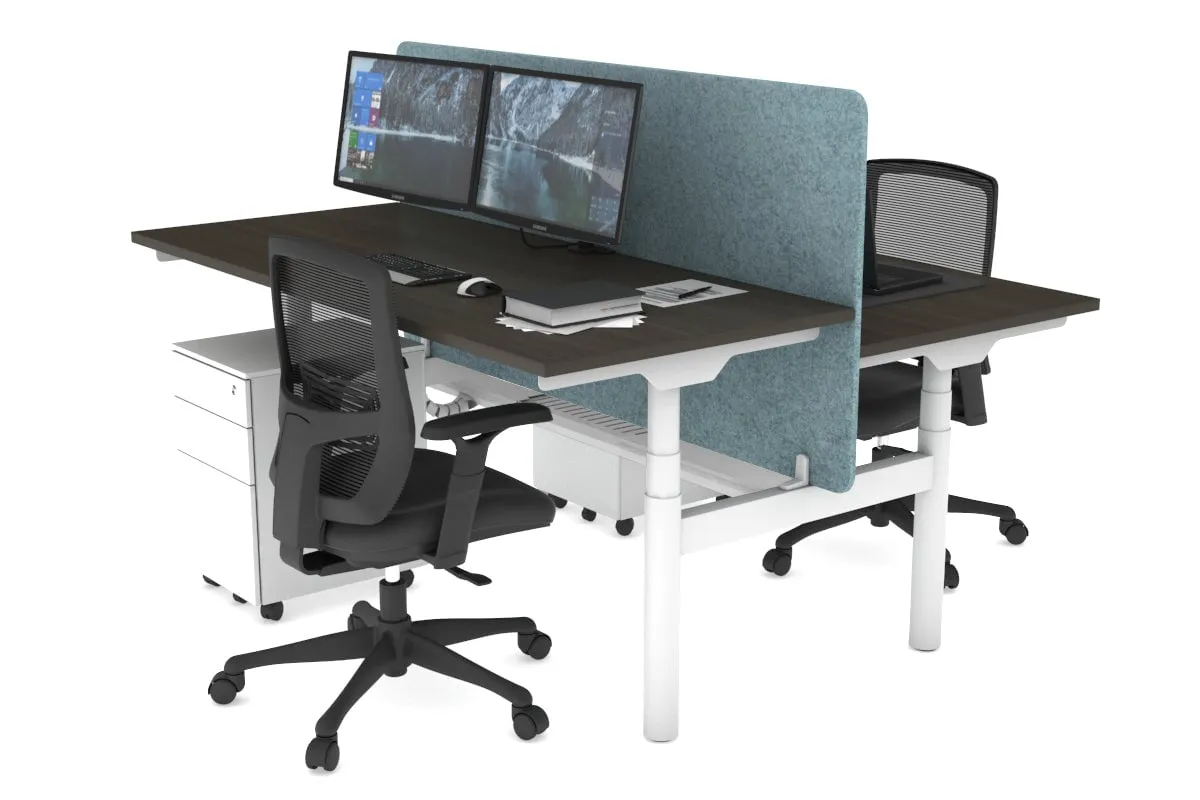 Flexi Premium Height Adjustable 2 Person H-Bench Workstation - White Frame [1200L x 700W]