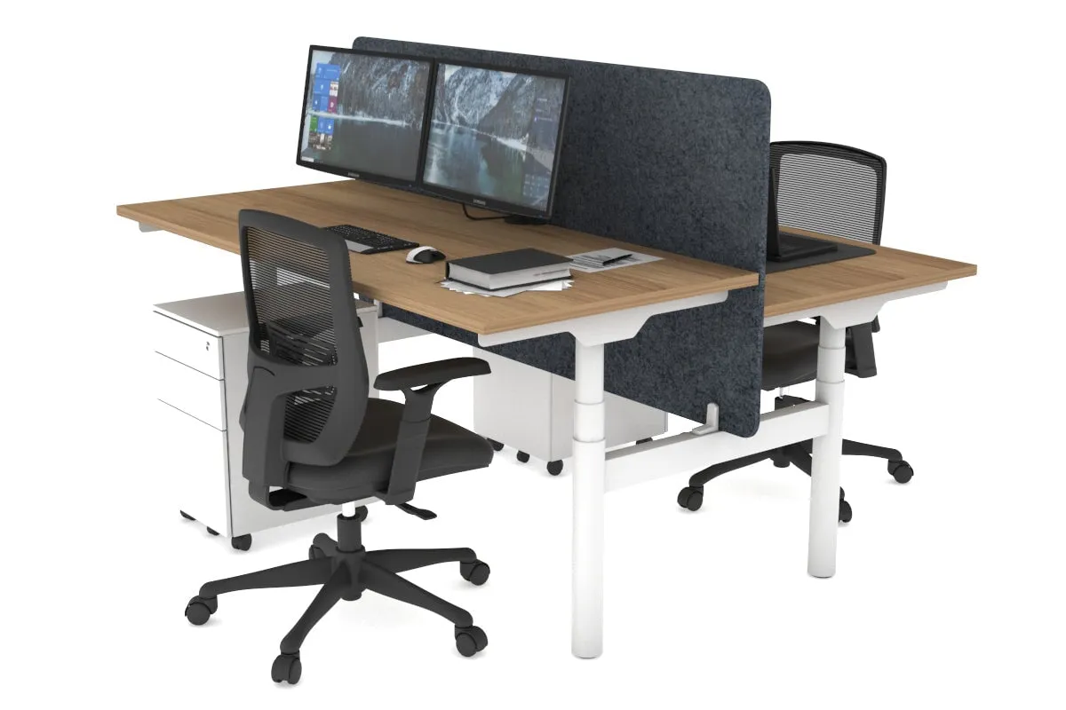 Flexi Premium Height Adjustable 2 Person H-Bench Workstation - White Frame [1200L x 700W]