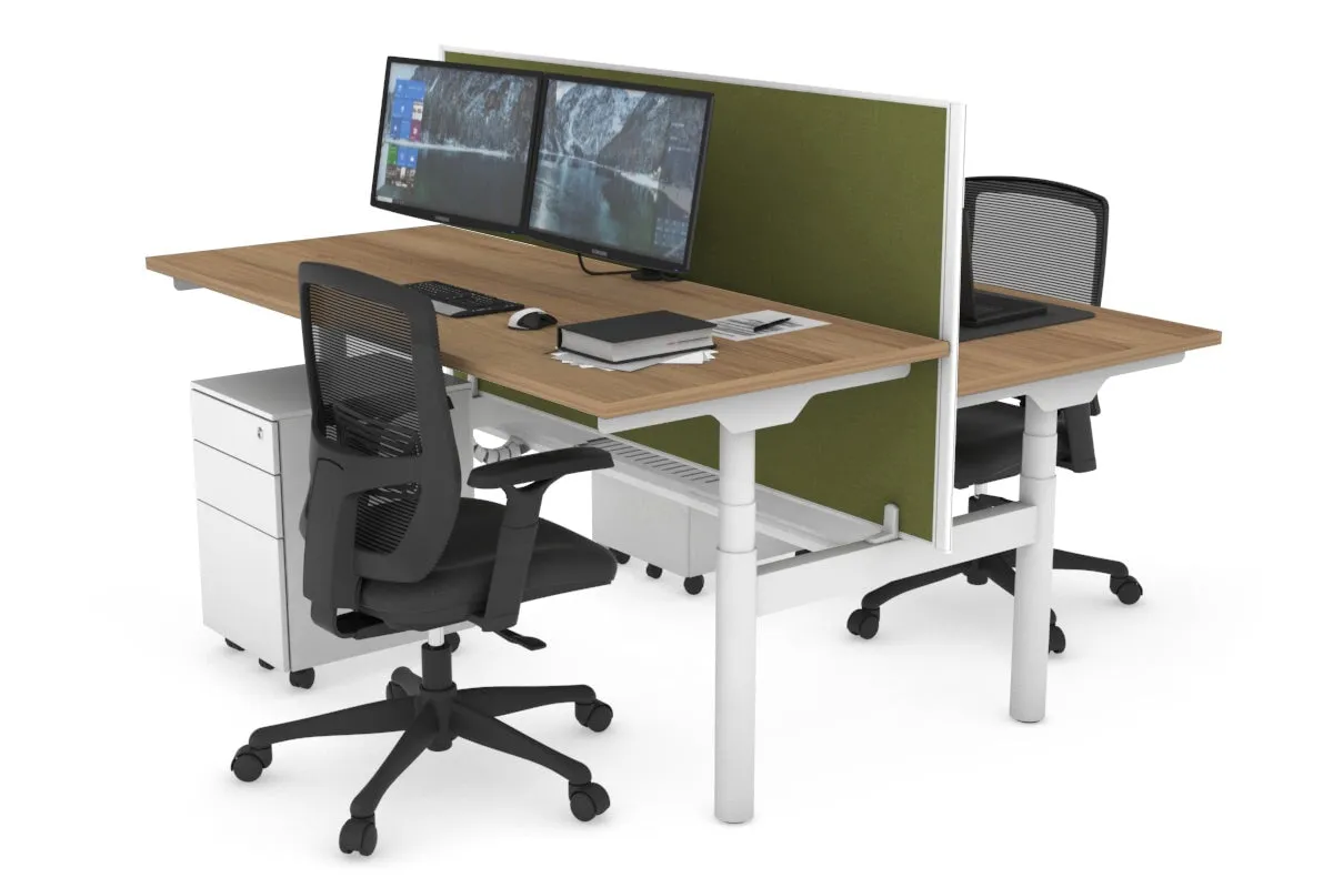 Flexi Premium Height Adjustable 2 Person H-Bench Workstation - White Frame [1200L x 700W]