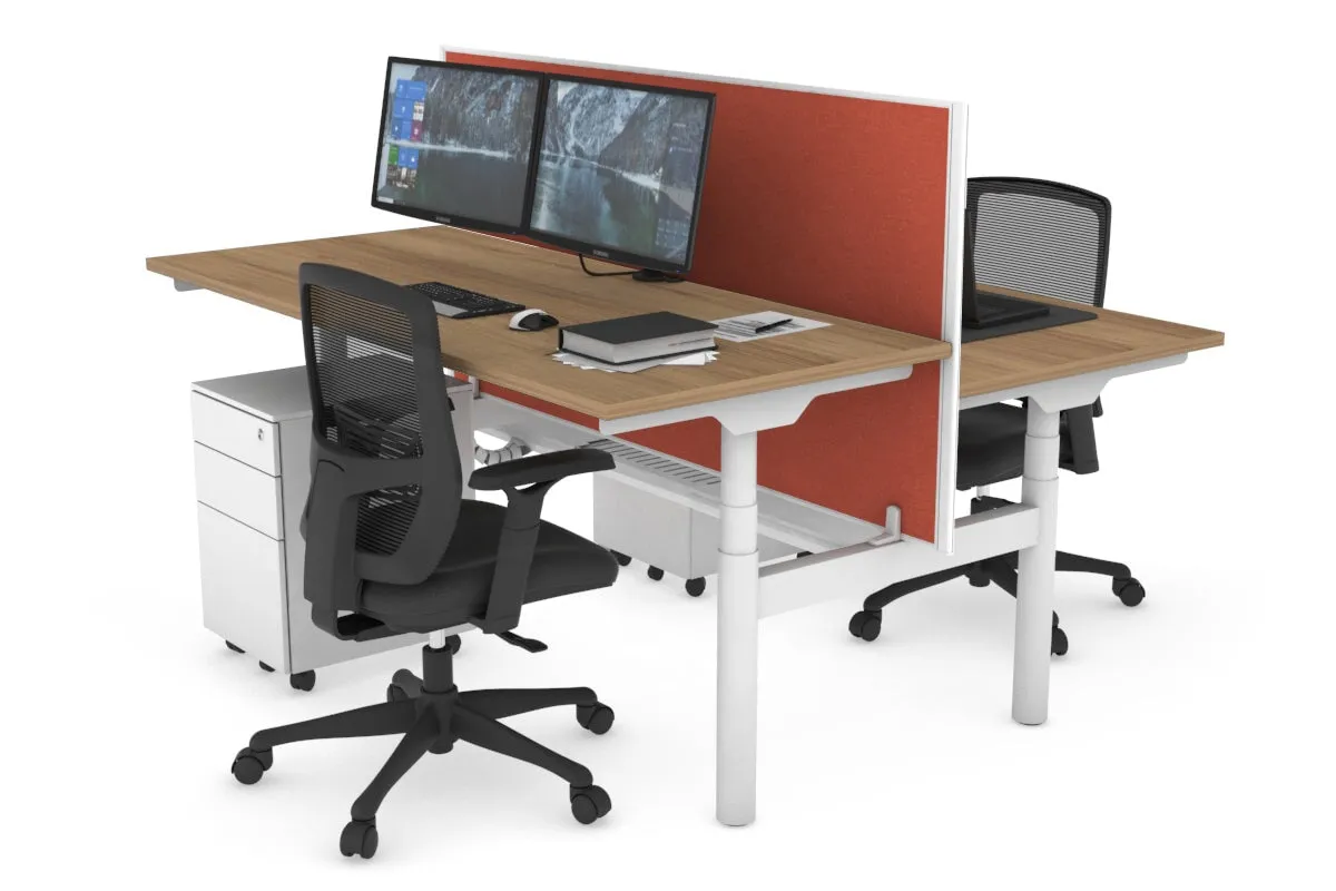 Flexi Premium Height Adjustable 2 Person H-Bench Workstation - White Frame [1200L x 700W]