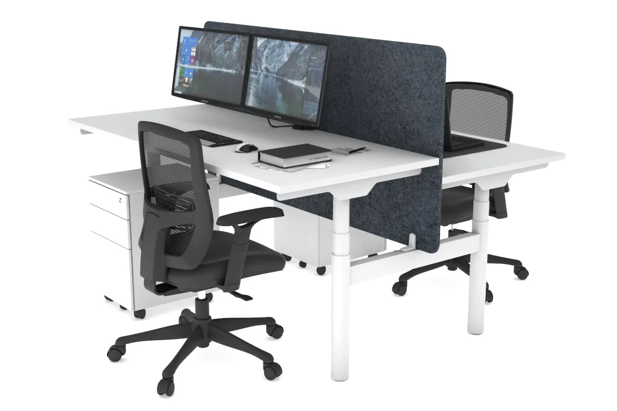 Flexi Premium Height Adjustable 2 Person H-Bench Workstation - White Frame [1200L x 700W]