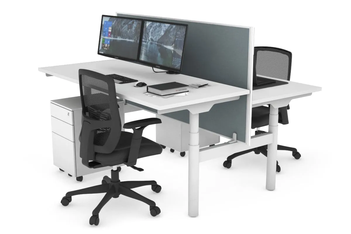 Flexi Premium Height Adjustable 2 Person H-Bench Workstation - White Frame [1200L x 700W]