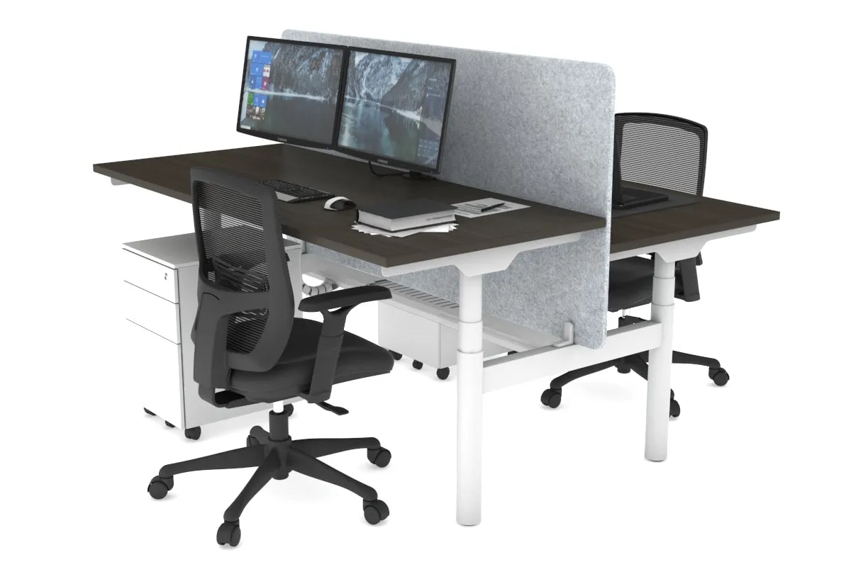 Flexi Premium Height Adjustable 2 Person H-Bench Workstation - White Frame [1200L x 700W]