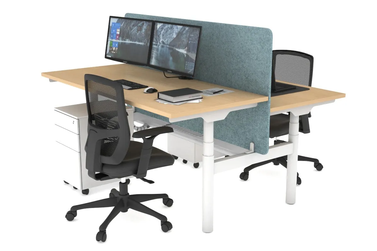 Flexi Premium Height Adjustable 2 Person H-Bench Workstation - White Frame [1200L x 700W]