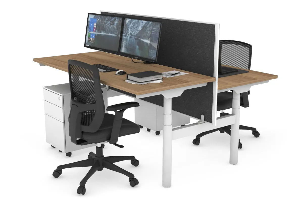 Flexi Premium Height Adjustable 2 Person H-Bench Workstation - White Frame [1200L x 700W]