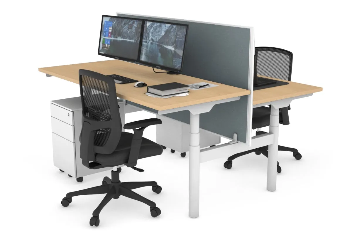 Flexi Premium Height Adjustable 2 Person H-Bench Workstation - White Frame [1200L x 700W]