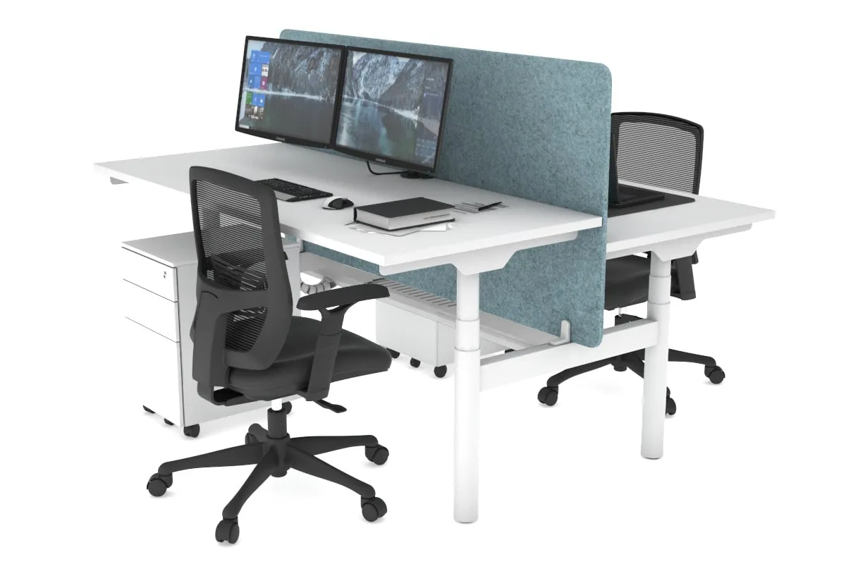 Flexi Premium Height Adjustable 2 Person H-Bench Workstation - White Frame [1200L x 700W]