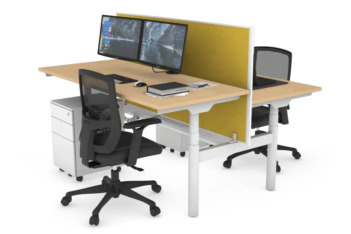 Flexi Premium Height Adjustable 2 Person H-Bench Workstation - White Frame [1200L x 700W]