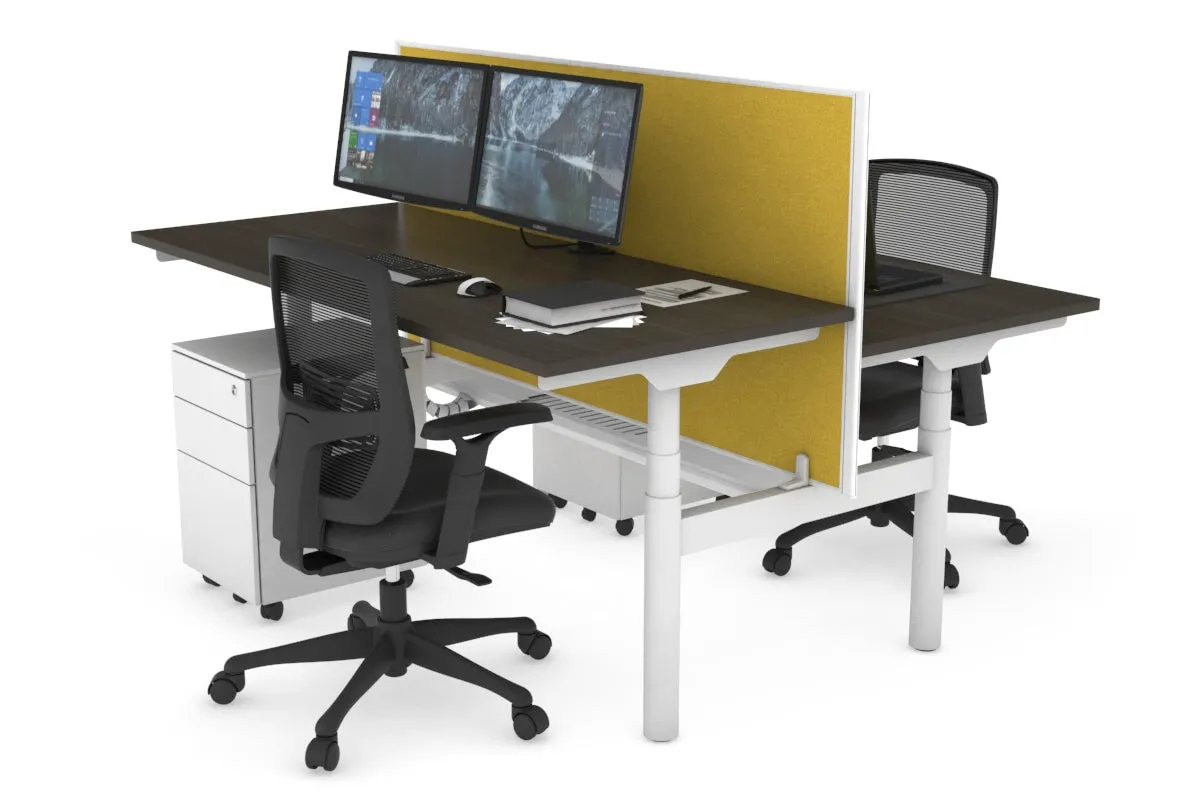 Flexi Premium Height Adjustable 2 Person H-Bench Workstation - White Frame [1200L x 700W]