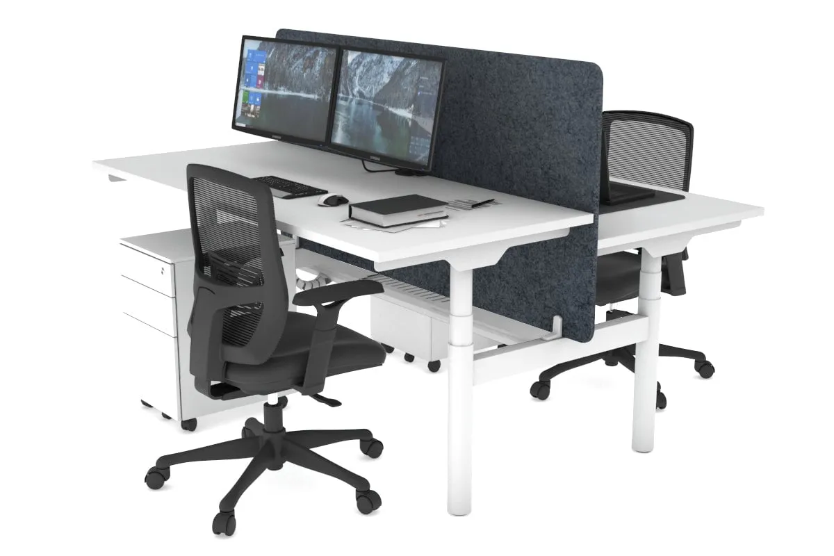 Flexi Premium Height Adjustable 2 Person H-Bench Workstation - White Frame [1200L x 700W]