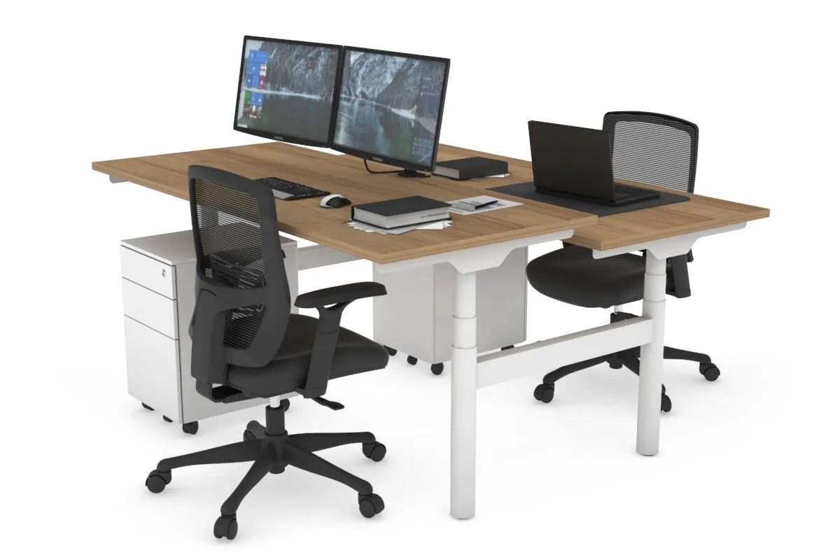 Flexi Premium Height Adjustable 2 Person H-Bench Workstation - White Frame [1200L x 700W]