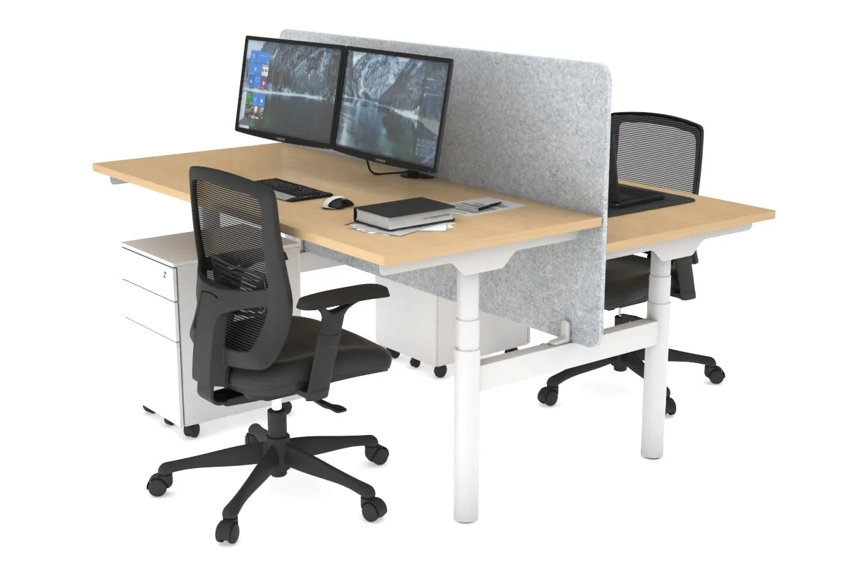 Flexi Premium Height Adjustable 2 Person H-Bench Workstation - White Frame [1200L x 700W]