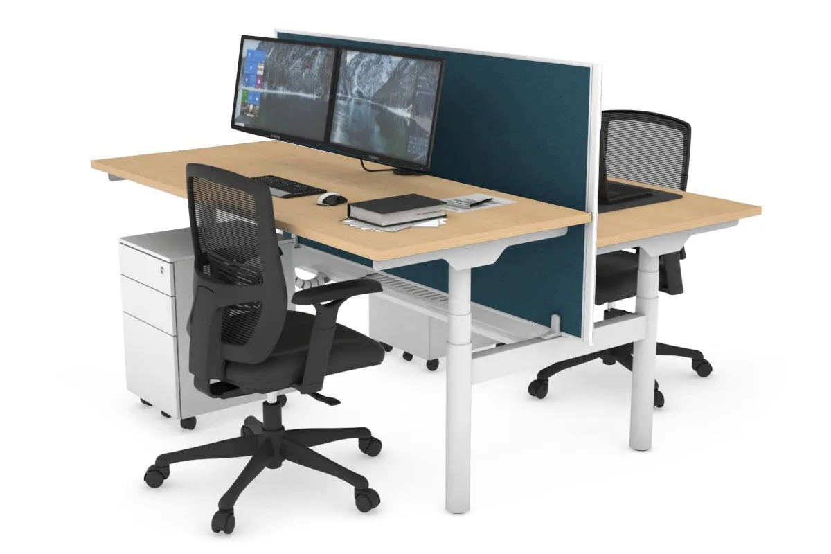 Flexi Premium Height Adjustable 2 Person H-Bench Workstation - White Frame [1200L x 700W]