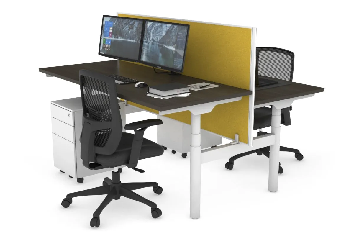 Flexi Premium Height Adjustable 2 Person H-Bench Workstation - White Frame [1200L x 700W]