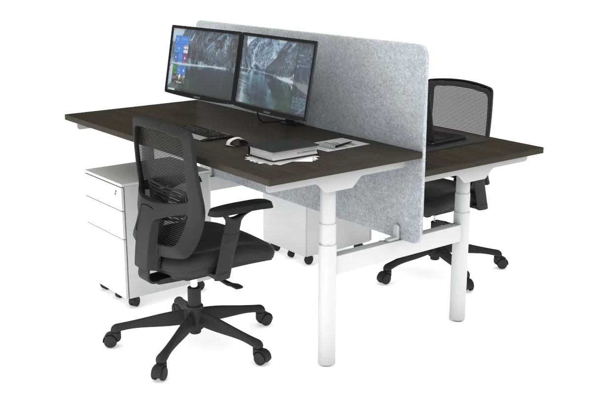 Flexi Premium Height Adjustable 2 Person H-Bench Workstation - White Frame [1200L x 700W]