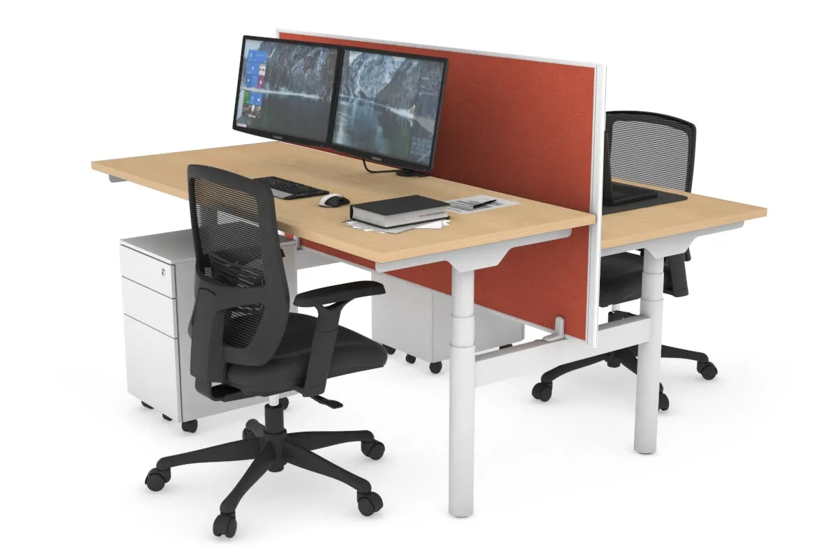 Flexi Premium Height Adjustable 2 Person H-Bench Workstation - White Frame [1200L x 700W]