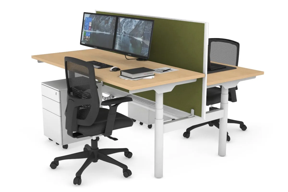 Flexi Premium Height Adjustable 2 Person H-Bench Workstation - White Frame [1200L x 700W]