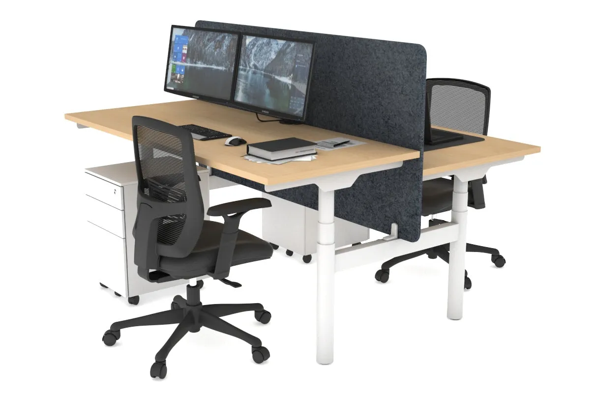 Flexi Premium Height Adjustable 2 Person H-Bench Workstation - White Frame [1200L x 700W]