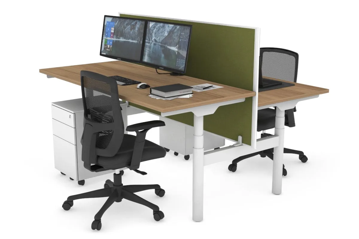 Flexi Premium Height Adjustable 2 Person H-Bench Workstation - White Frame [1200L x 700W]