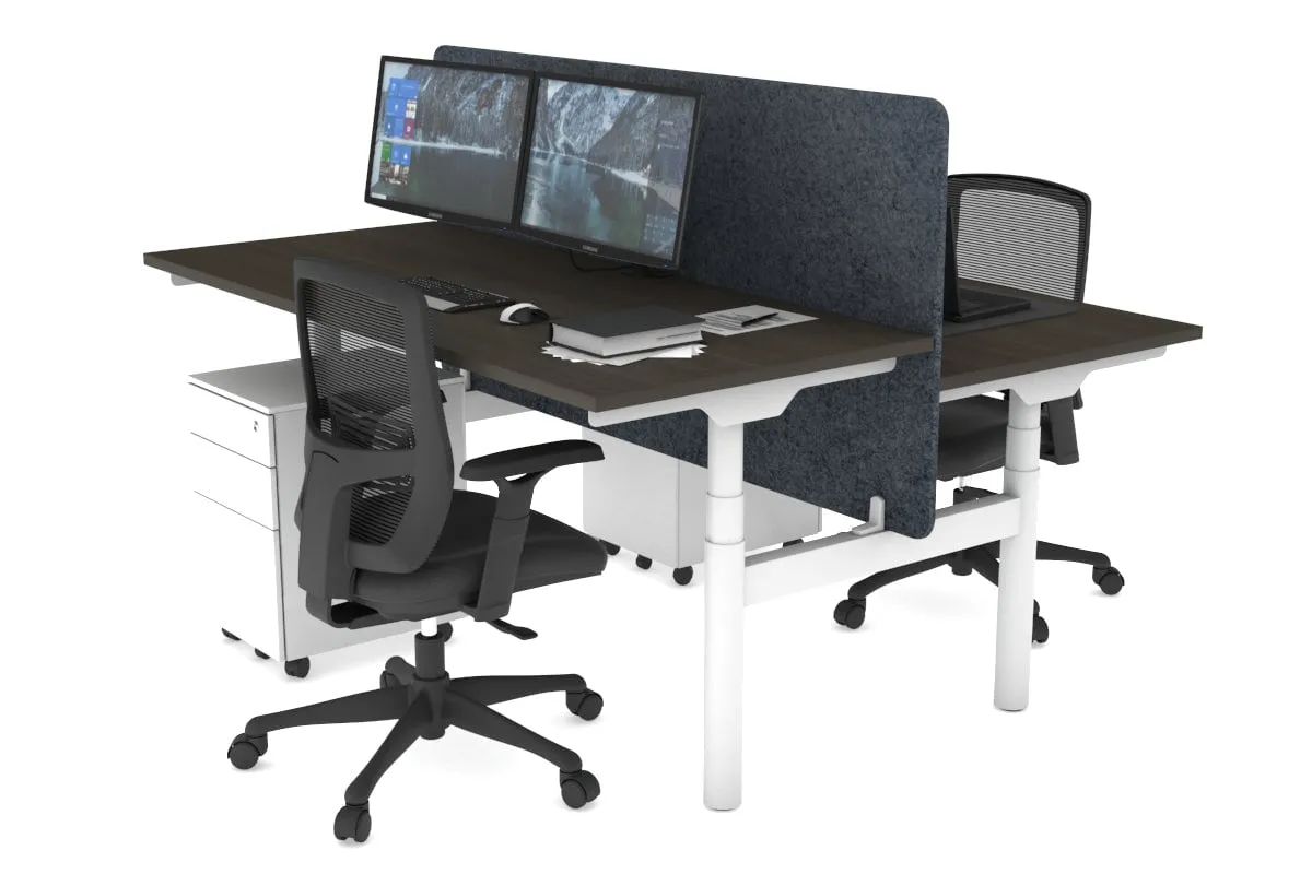 Flexi Premium Height Adjustable 2 Person H-Bench Workstation - White Frame [1200L x 700W]