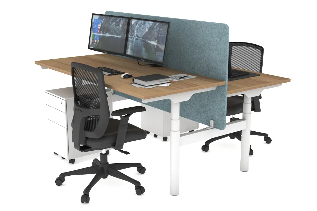 Flexi Premium Height Adjustable 2 Person H-Bench Workstation - White Frame [1200L x 700W]