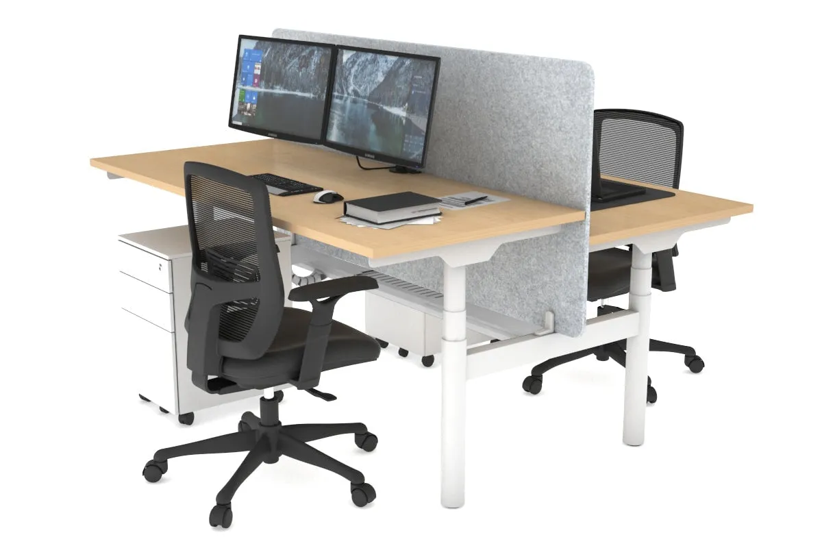 Flexi Premium Height Adjustable 2 Person H-Bench Workstation - White Frame [1200L x 700W]