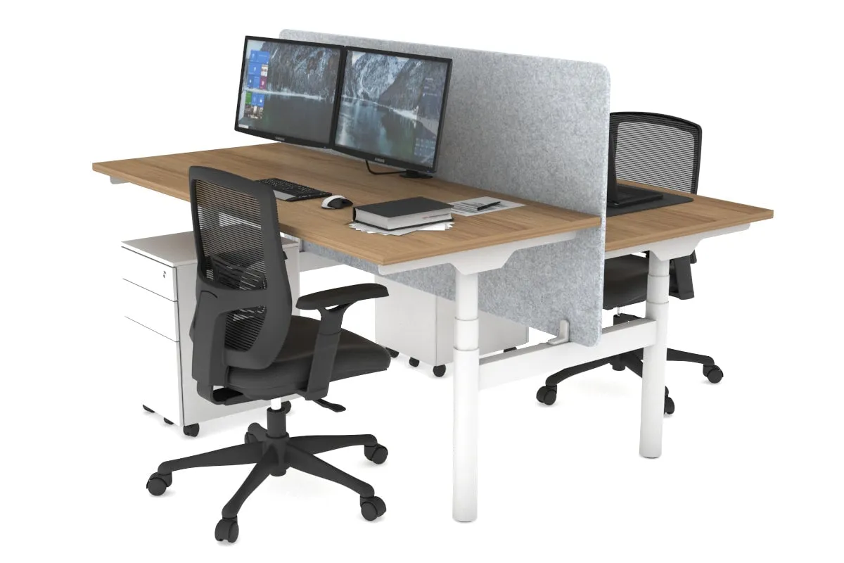 Flexi Premium Height Adjustable 2 Person H-Bench Workstation - White Frame [1200L x 700W]