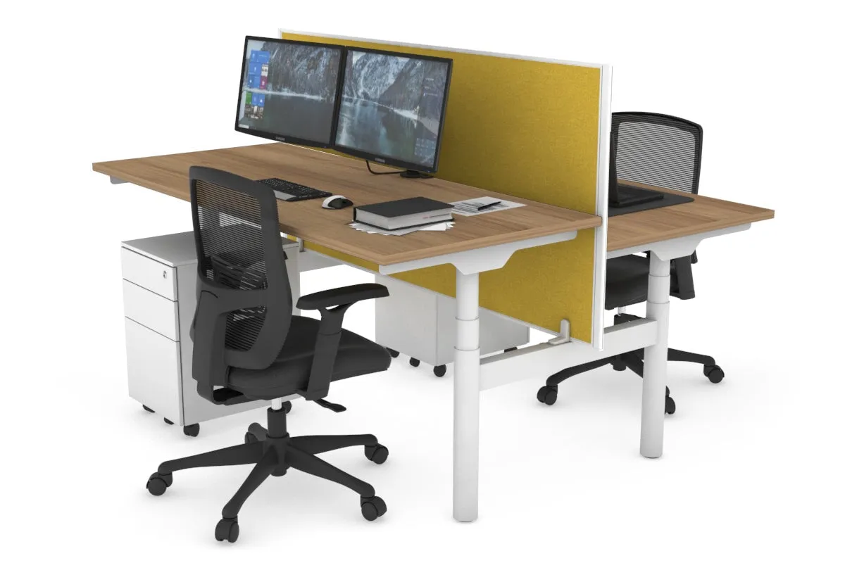 Flexi Premium Height Adjustable 2 Person H-Bench Workstation - White Frame [1200L x 700W]