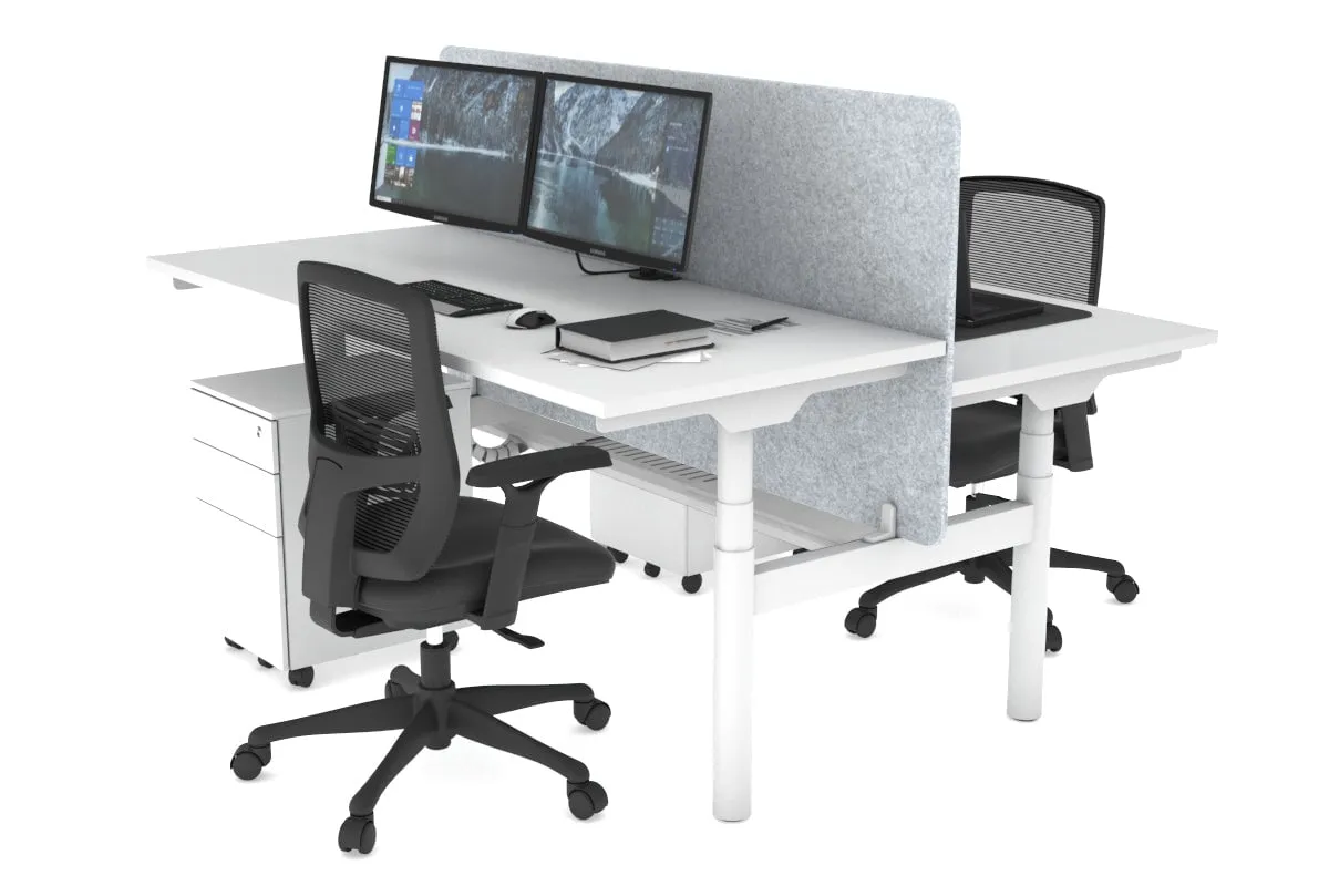 Flexi Premium Height Adjustable 2 Person H-Bench Workstation - White Frame [1200L x 700W]