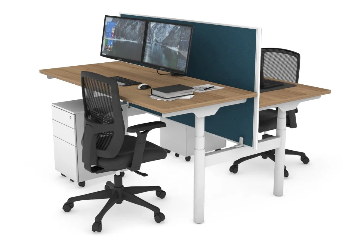 Flexi Premium Height Adjustable 2 Person H-Bench Workstation - White Frame [1200L x 700W]